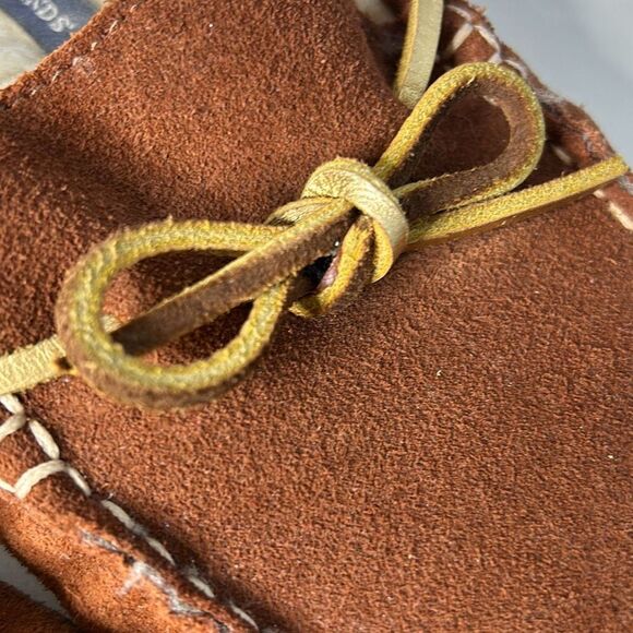 Lands End Brown Suede Moccasin Slippers W8 - Picture 7 of 8